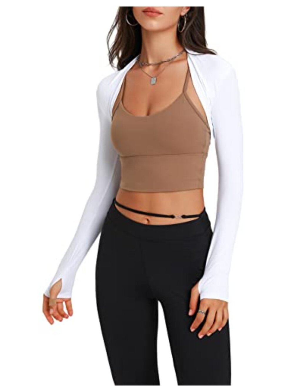 Women's Long Sleeve Bolero Shrug Open Front Cropped Cardigan Athletic Cooling